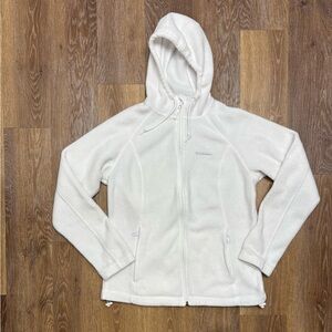 Columbia White Full-Zip Hooded Fleece Jacket
